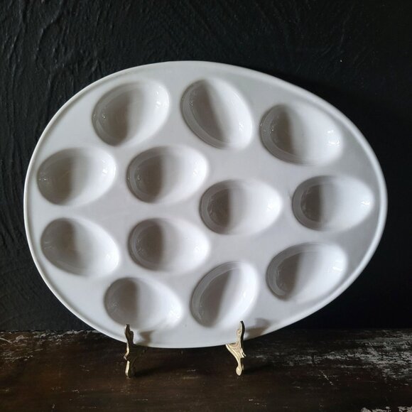 Sur La Table Porcelain Egg Platter, Egg-Shaped Deviled Egg Platter, Easter Eggs - Picture 2 of 5